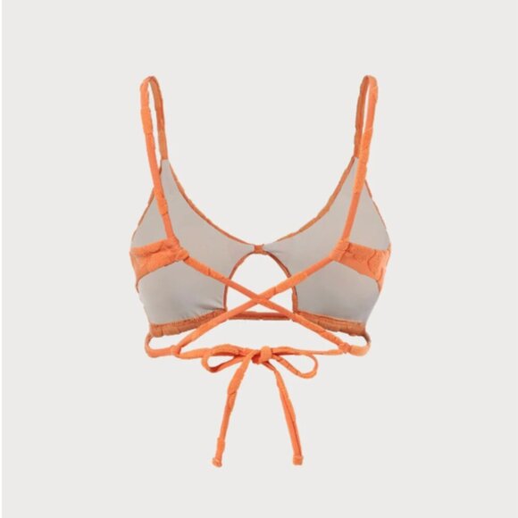 BERLOOK Orange Floral Jacquard Cut Out TOP ONLY 59 - Picture 8 of 11